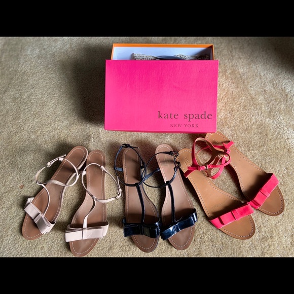 $ale Kate Spade Blush Cream Bow Wedges Sz 10 - Picture 2 of 4